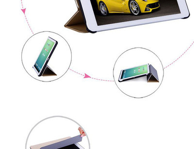 蠶絲紋三折IPAD5air智能喚醒休眠支架手挽導音保護皮套 功能與設計的完美結合